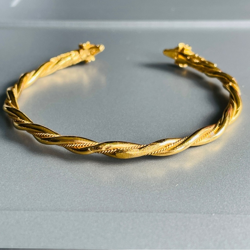 Double Ram Head Aries Gold Vermeil Sterling Silver Twisted Cable Cuff Br… - Picture 9 of 10